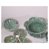 Olfaire Portuguese Green Cabbage Ware Serving Pieces