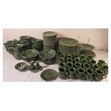 Olfaire Portuguese Green Cabbage Ware Table Service Pieces (81 Count)