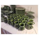 Olfaire Portuguese Green Cabbage Ware Table Service Pieces (81 Count)