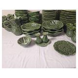 Olfaire Portuguese Green Cabbage Ware Table Service Pieces (81 Count)