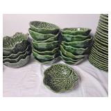 Olfaire Portuguese Green Cabbage Ware Table Service Pieces (81 Count)