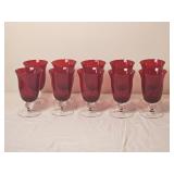 Ruby Glass Water Goblets, Set of 10