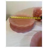 Pink Ruffled Glass Serving and Tableware Collection - (50)