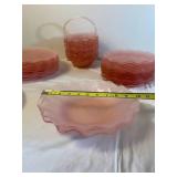 Pink Ruffled Glass Serving and Tableware Collection - (50)