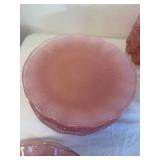 Pink Ruffled Glass Serving and Tableware Collection - (50)
