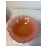 Pink Ruffled Glass Serving and Tableware Collection - (50)