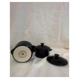 Denmark Black Stoneware Lidded Mini Pots Set - (15)