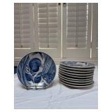 Blue and White Herb Motif Decorative Charger Plate