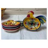 Yellow Talavera Hand Painted Rooster Serving and Tableware Collection