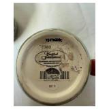 Rooster Motif Red Rim Salad Plates Set