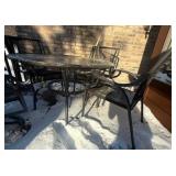 Outdoor Patio Dining Set with Round Glass Top Table and Four Chairs
