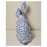 Hand Painted Blue and White Ceramic Rabbit Figurine
