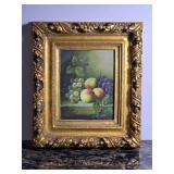 Ornate Gold Framed Still Life Fruit and Grapes Art Print