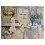 Silver Framed Interior Dining Scene Art Print