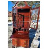 Traditional Mahogany Secretary Desk with Glass Door Upper Cabinet