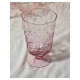 Pink Depression Style Glass Tableware Collection with Pitcher and Plates