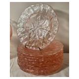 Pink Depression Style Glass Tableware Collection with Pitcher and Plates