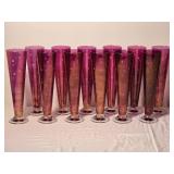 Pink Polka Dot Art Glass Champagne Flutes Set