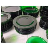 Emerald Green Glass Dinnerware and Cup Collection