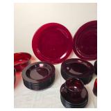 Cranberry Red Glass Dinnerware and Cup Collection