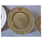 Gold Tone Hammered Glass Decorative Plate Trio