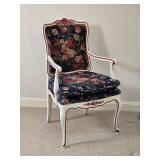 Floral Upholstered Accent Chair with Painted Frame