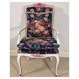Floral Upholstered Accent Chair with Painted Frame