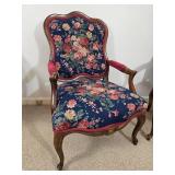 Pair of Floral Upholstered Wood Armchairs