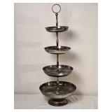 Four Tier Silver Tone Serving Stand