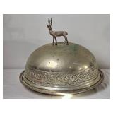 Decorative Silver Tone Dome Server with Stag Finial