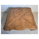 Carved Wood Coffee Table with Curved Legs