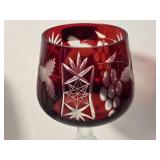 Set of 12 Hand Cut Ruby Crystal Goblets by Crystal Clear Industries Poland