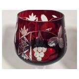 Set of 12 Hand Cut Ruby Crystal Goblets by Crystal Clear Industries Poland