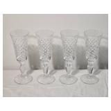 Set of 4 Signed Hand Cut Crystal Champagne Flutes