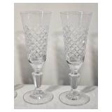 Set of 4 Signed Hand Cut Crystal Champagne Flutes