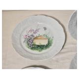 Set of 6 French Porcelain Cheese Plates CNP France Lierre Sauvage Pattern