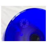 Set of Six Cobalt Blue Wine Glasses with Gold Rim