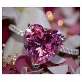 3Ct Pink Diamond Ring 18K Gold over