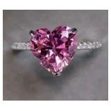3Ct Pink Diamond Ring 18K Gold over