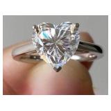 Certified 2 Ct Heart Shape White Diamond Solitaire Ring