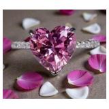 3Ct Pink Diamond Ring 18K Gold over