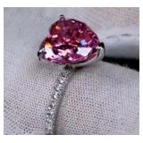 3Ct Pink Diamond Ring 18K Gold over