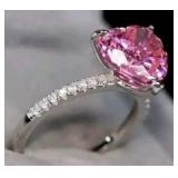 3Ct Pink Diamond Ring 18K Gold over