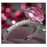 3Ct Pink Diamond Ring 18K Gold over
