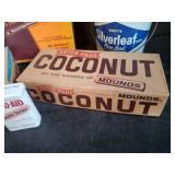 Fun Collection of Vintage Product Containers, Candy Boxes, Beer Can, Band Aid Tins