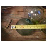3 True Vintage Glass Blown Japanese Fishing Buoys with Basket