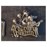 4 vintage Belt Buckles Schmidt Beer, Budweiser, Country Western, And Case Delta