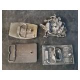 4 vintage Belt Buckles Schmidt Beer, Budweiser, Country Western, And Case Delta
