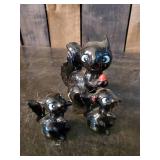 Cool lot of Vintage Things - Mid Modern Porcelain, Peanut Butter Jar, and Brass Cow Tags