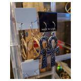 Large Collection of Unused Earrings and Display Rack